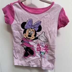 Disney 2T Minnie Mouse Girls Pink Short Sleeve Pajama Top T-Shirt